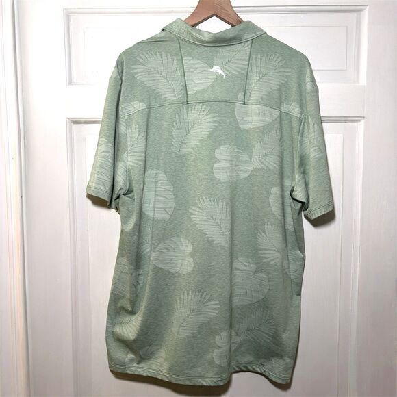 Tommy Bahama Performance Polo Shirt Men' XL Green Leaf Island Zone Tropical Golf - Picture 5 of 8